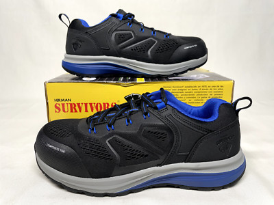 HERMAN SURVIVORS Women's Work Black Composite Toe Shoes Sneakers, Size: 9.5