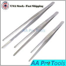 3 Pcs EXTRA LARGE STAINLESS STEEL TWEEZERS SET SERRATED TIPS 8" 10" 12"