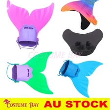 Kids Mermaid Tail Fin Monofin Swimming Flipper Diving Swimmable Tails Fins AU