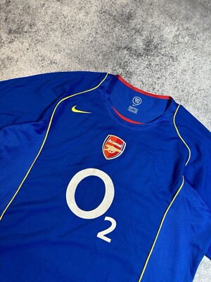 00s Arsenal Nike ゲームシャツ O2 アウェイ ブルー XL Vintage Nike Arsenal O2 Blue Soccer Jersey XXL Rare | eBay