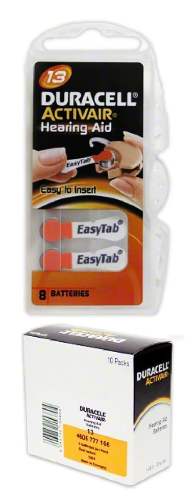 Baterías para audífonos Duracell Activair sin mercurio tamaño 13 (40-160) exp-2028 Foto 2 de 2
