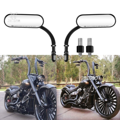 2x Black Aluminum Motorcycle Mini Oval Rearview Mirrors For Harley