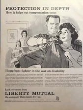 Liberty Mutual Insurance War On Disability Homefront Vintage Print Ad 1961