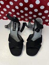 Vintage Unlisted Kenneth Cole Satin Fabric Black Strappy Sandals Heels Size 7