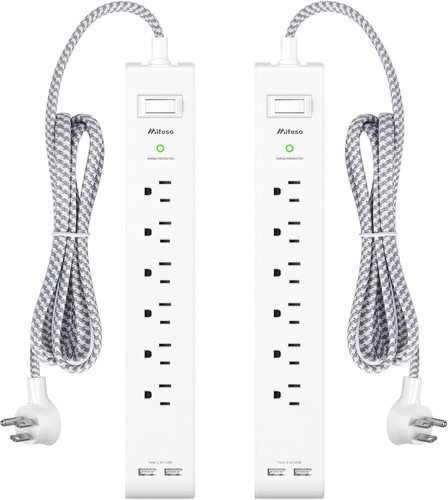 15FT Flat Plug Power Strip surge protector - 8 Devices, Wall Mountable Design - Picture 3 of 9