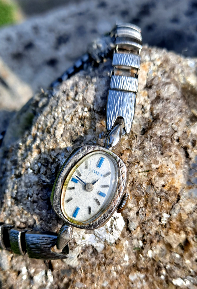 vtg timex ladies watch blue and white for parts eBay