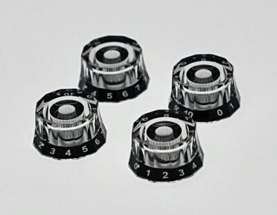 GUITAR CONTROL KNOBS Lampshade Clear/BK Fit PRS Paul Reed Smith CE 18 SPLINE