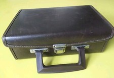 Vintage Cassette Tape Carrying Case 12 Slot Holder Faux Leather BMI Brown Tote