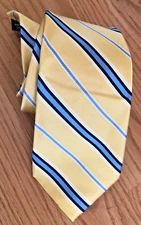 JOSEPH ABBOUD Mens 100% Silk Necktie Designer Stripes Yellow/Blue/Black/White