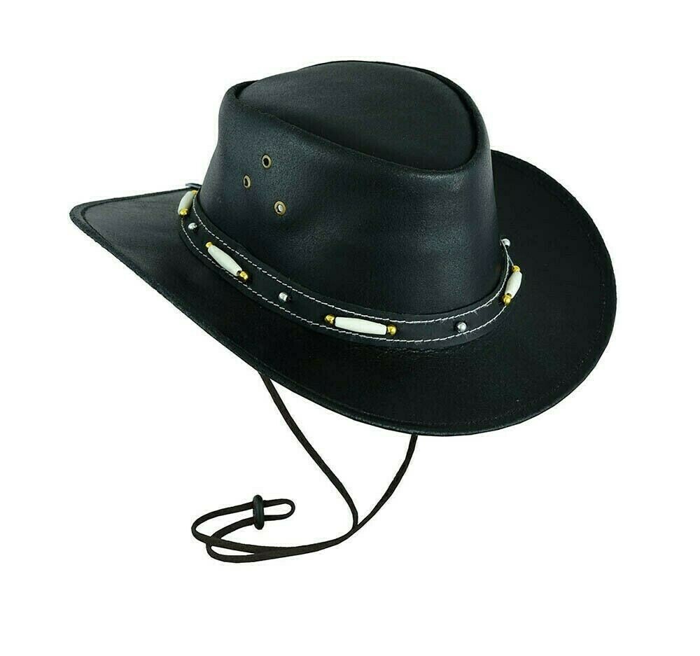 New Black Classic Western Style Cowboy Leather Hat | eBay display picture 3