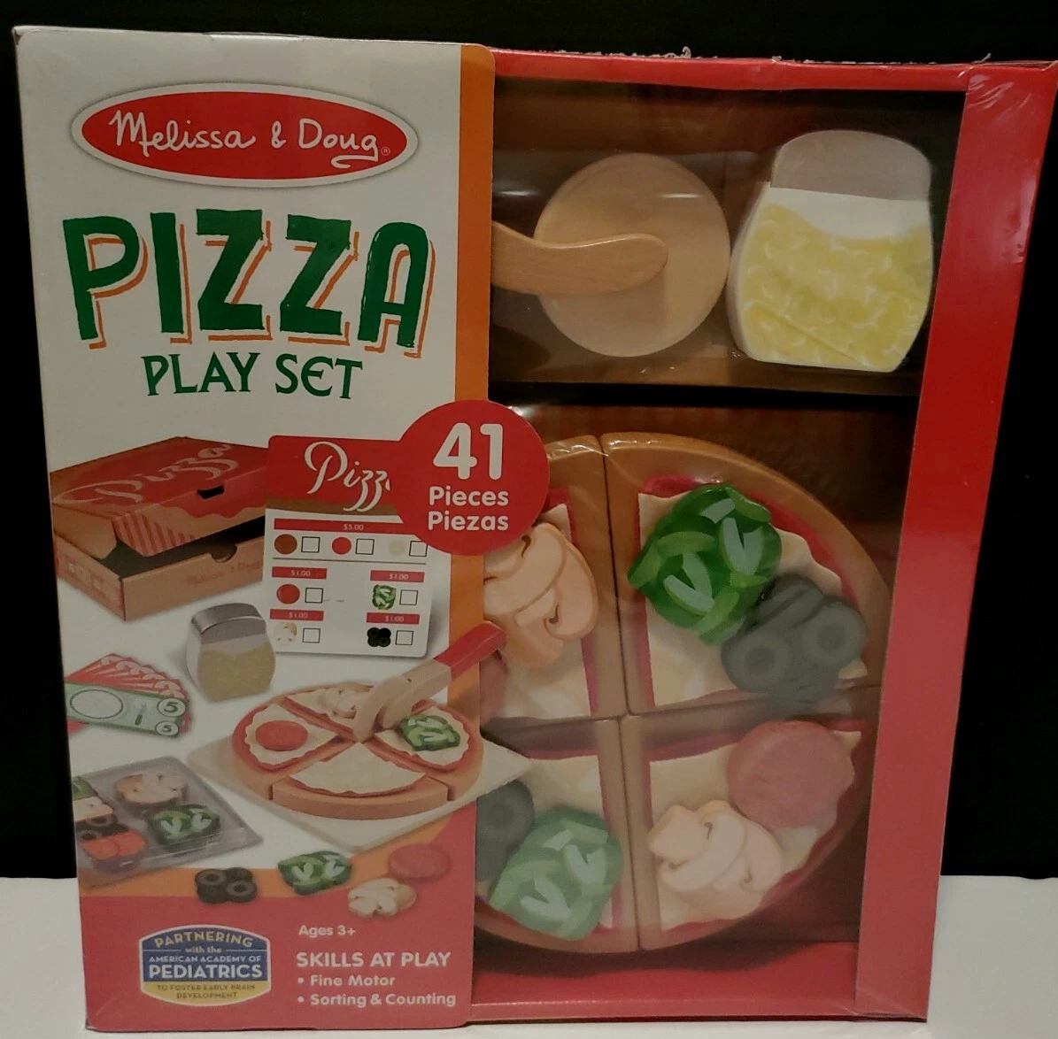 Pizza Play Set Melissa & Doug Felt Food Set 41 pieces Toy NEW! Children Gift