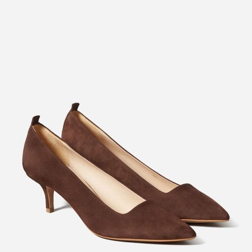 Everlane Womens 8 Suede Kitten Heel Editor Workwear Point Toe Heel Taupe Color - 第 1/16 張圖片