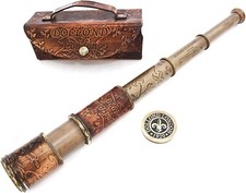 Nautical Handheld Pirate Brass Telescope w/Case,Sailor Pirate Captain Toy Gift
