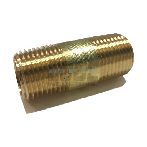 BRASS NIPPLE 1/2" X 1/2", 2" LENGTH, MALE NPT MNPT FUEL/AIR/WOG