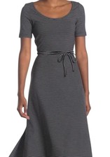 Club Monaco Striped Tie Waist Midi Dress Size S/P Stains