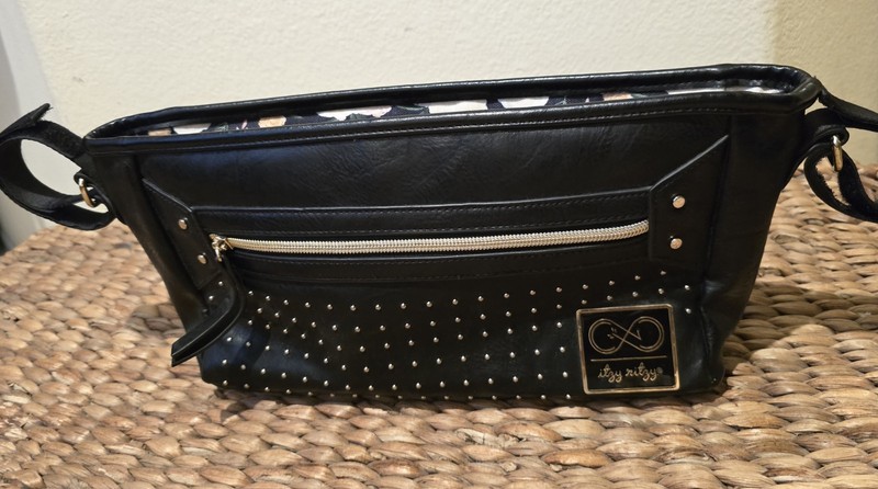 Chelsea Cole Itzy Ritzy Stroller Caddy Studded Black With Floral Pattern Inside