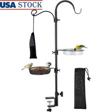Bird Feeding Station Kit Multi Hook Pole W/ Tray  Water Bowl Wild Birds New