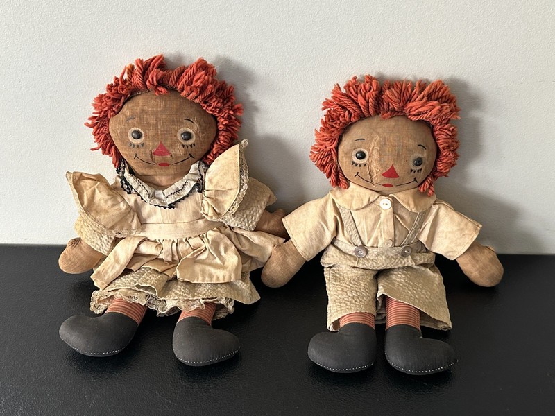Antique Vintage - "Awake Asleep" Raggedy Ann & Andy Cloth Dolls JOHNNY GRUELLE'S