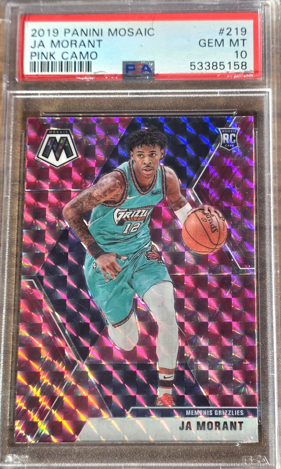 2019 Panini Mosaic #219 Ja Morant Pink Camo PSA 10
