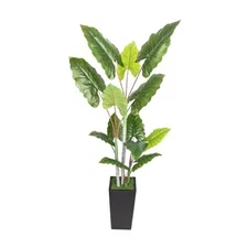Artificial Plant Indoor - Fake Tree with Tall Planter - Faux Silk 5.5FT Black