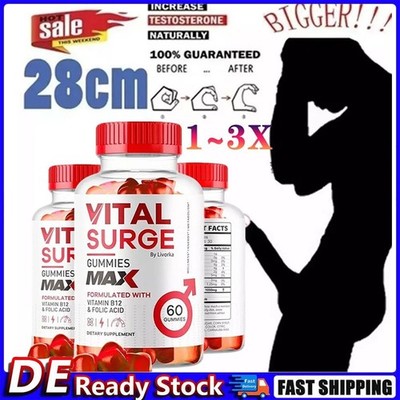1~3X Vital Surge Male Gummies Maximale Stärke Advanced Formula 60 Stück DE