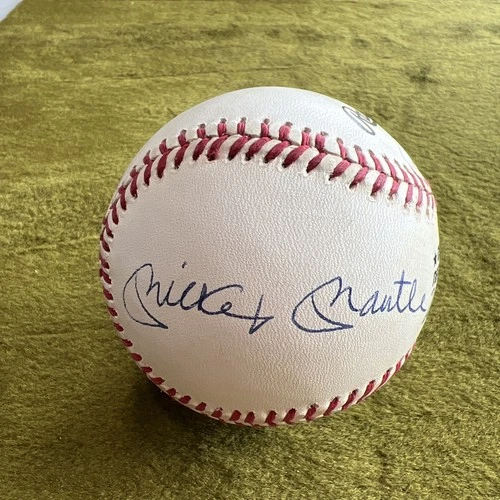 Mickey Mantle & Sandy Koufax Signed Baseball AAU Sticker from Estate. JFD