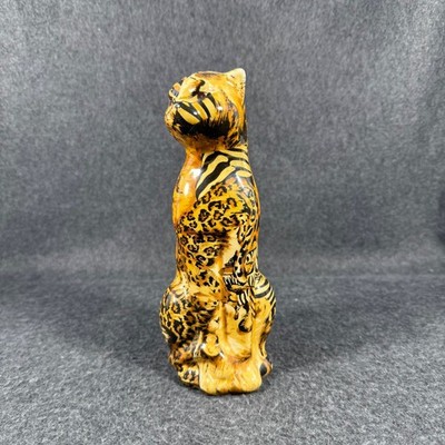 La Vie Safari Set of 3 Ceramic Cat Leopard Figurine Animal 8.25 , Crazing