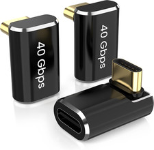 USB C 90 Degree Adapter Right Angle, 3 Pack 40Gbps 240W Male to Female Cable