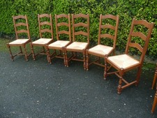 6 CHAISES PAILLEES EN BOIS ANNEES 1980