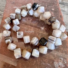 Sardonyx Agate Diagonal Cube Gemstone Beads - Strand Brown White, 8mm EBDIA39