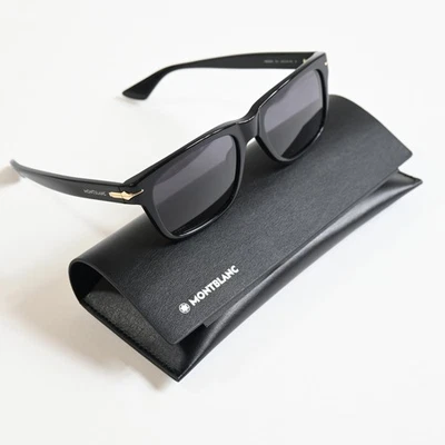 Montblanc MB0263S 001 Hombres Auténticas Gafas de Sol Negras/Doradas, 54 mm - Nuevas - Imagen 1 de 4