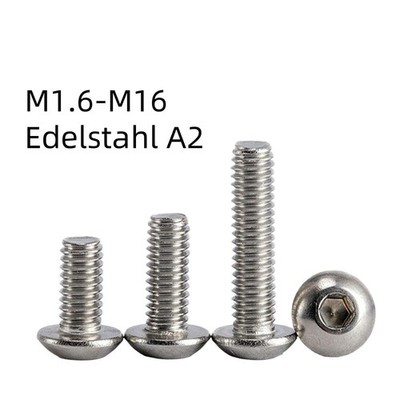 Linsenkopfschrauben M1.6 M2 M2.5 M3 - M16 Innensechskant Edelstahl V2A DIN 7380