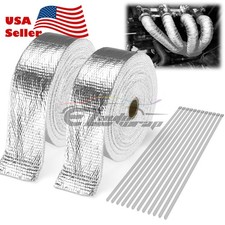 2 Roll X 2 50ft Silver Exhaust Thermal Wrap Manifold Header Isolation Heat Tape