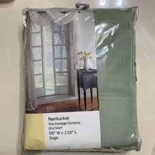 Sage Green Sheer Scarf Valances 56  Wx 216  Extra Long, Window Scarf Curtain New