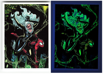 2022 Panini Marvel Versus Stickers Spider-Man, Black Widow #14 Glow in the Dark