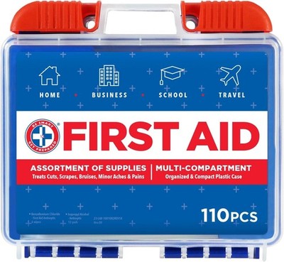 Be Smart Get Prepared 110pc First Aid Kit for Home, Car, Travel, Office &Outdoor