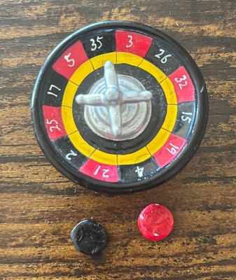 Porcelain Roulette Table Trinket Box w/ Betting Chip Trinkets- Vintage-Rare