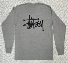 Stussy Basic Logo Grey/ Heather  Mens Long Sleeve Size SM