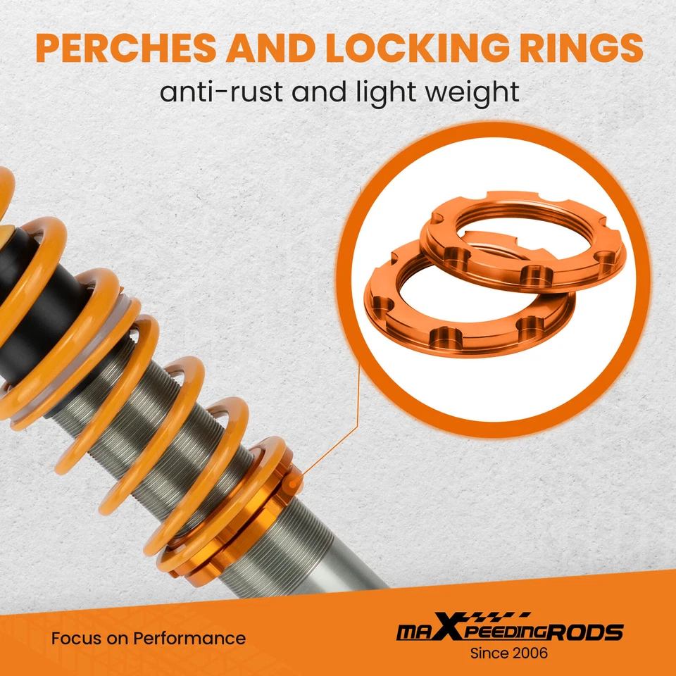 Coilover Kit for VW Golf I Rabbit Cabrio 74-84 Coilovers Volkswagen MK1 Gold - Imagem 4 de 4