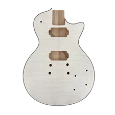 DIY Electric Guitar Body Mahogany Wood Flame Maple Top HH Pickups Bolt on Heel