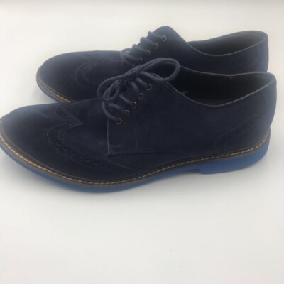 Cole Haan Mens Franklin Wing II Wingtip Oxfords Blue Suede 