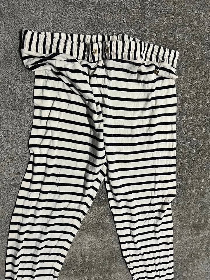 PANTALONES ELÁSTICOS DE SALÓN JUICY COUTURE PARA MUJER TALLA S BLANCO Y NEGRO DE PUNTO A RAYAS Foto 2 de 4