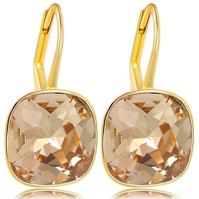 NOBEL Ohrhänger 925 Silber vergoldet Kristall - Damen Ohrringe Gold kurz Klappversc...