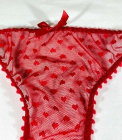Agent Provocateur Fiby Love Mesh Heart Red Thong Size Small AP 2 8-10 BNWT