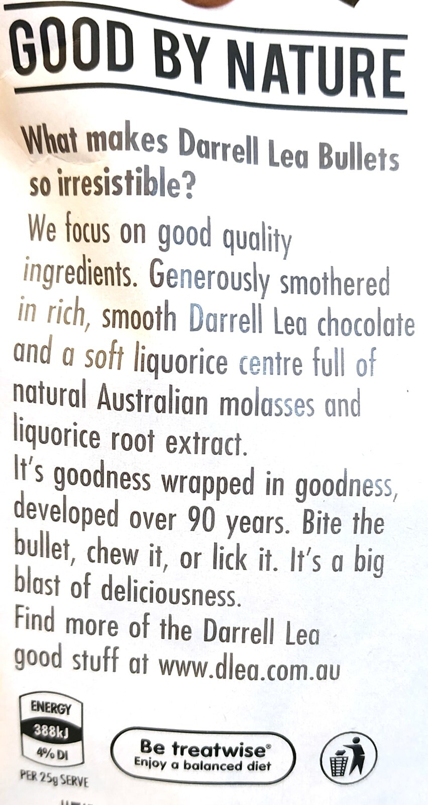 Darrell Lea Milk Chocolate Molasses Liquorice Bullets 850g Bag Kids