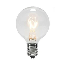 25 Pck Clear G40 Globe Light Bulbs Patio String Lights Fits E12 & C7 Base 5 Watt
