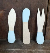 Set of 3 Mini Bamboo Cheese Knives Spreaders Charcuterie Servers 4.5"