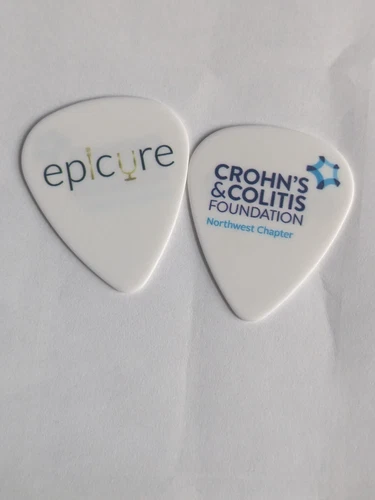 Image: https://i.ebayimg.com/images/g/URwAAOSwLY1oSX65/s-l500.webp Pearl Jam pick Mike McCready Pick Epicure Chrohns Colitis Foundation pick - Picture 1 of 1