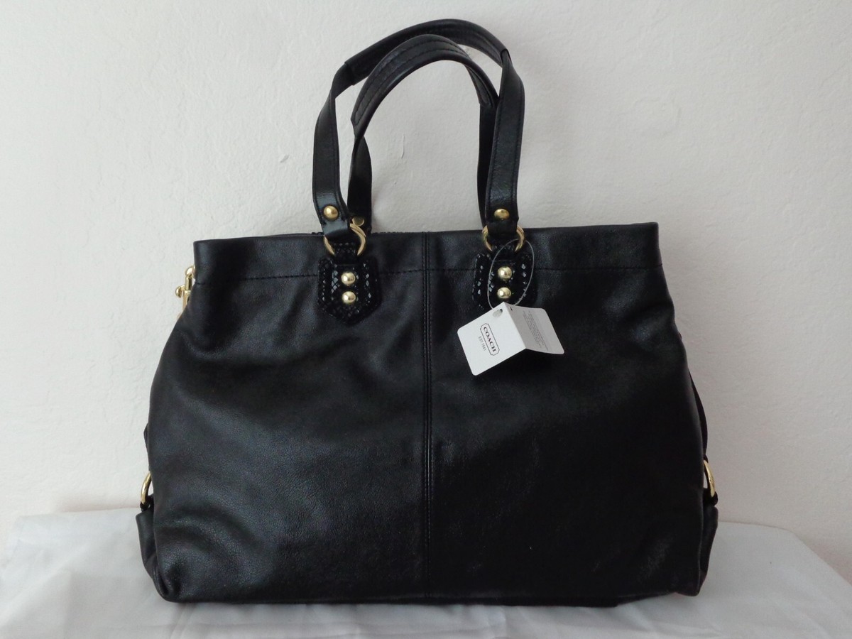 Coach NWT F19243 Ashley Leather Carryall Black | eBay