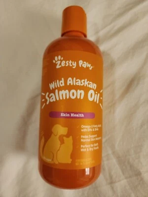 Zesty Paws Wild Alaskan Salmon Oil -16 OZ 473 ml EXP 05/27 SKIN HEALTH